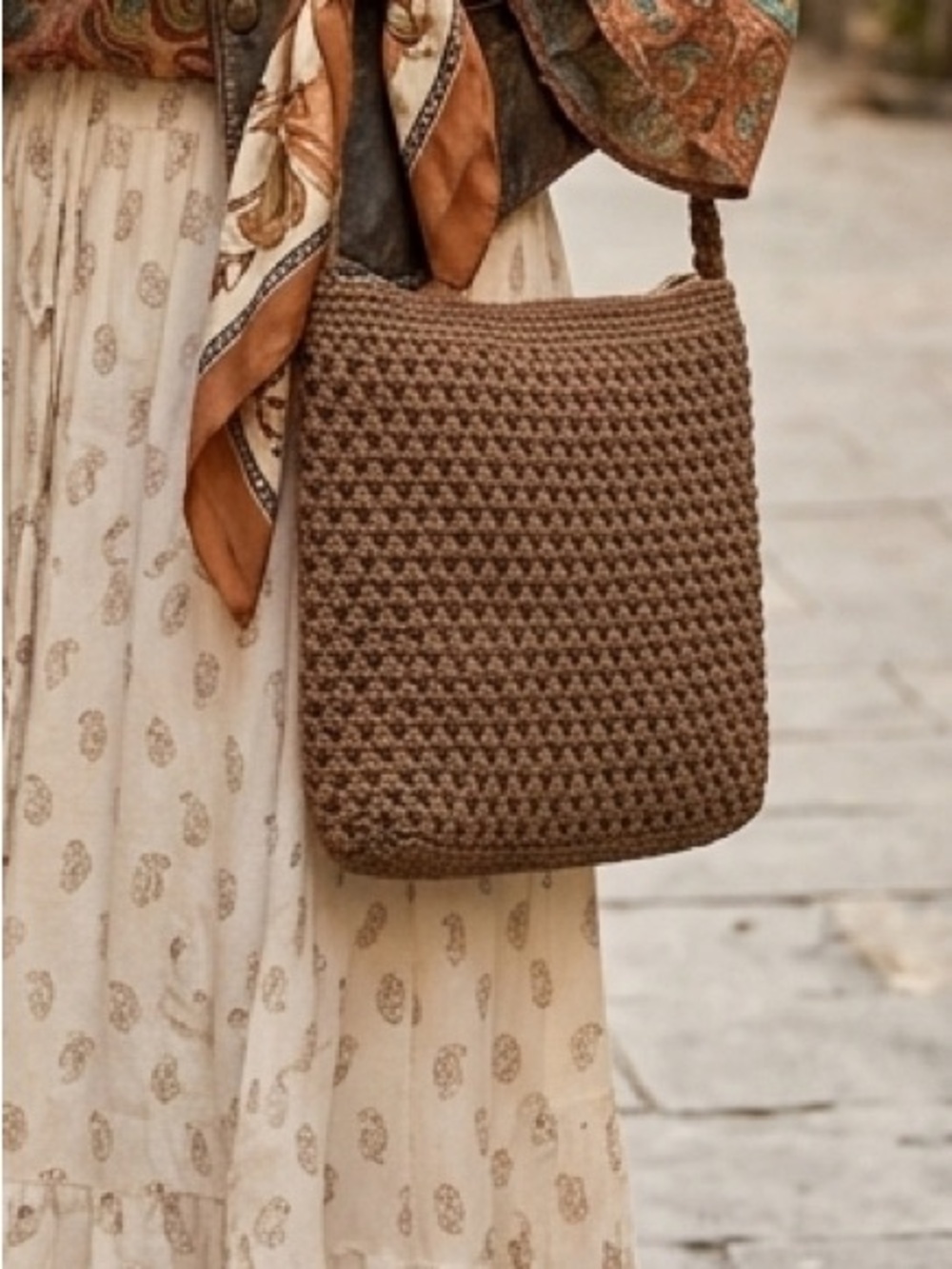 NWT Lina Boho Crochet Shoulder Bag - Versatile Earth-Tone Purse